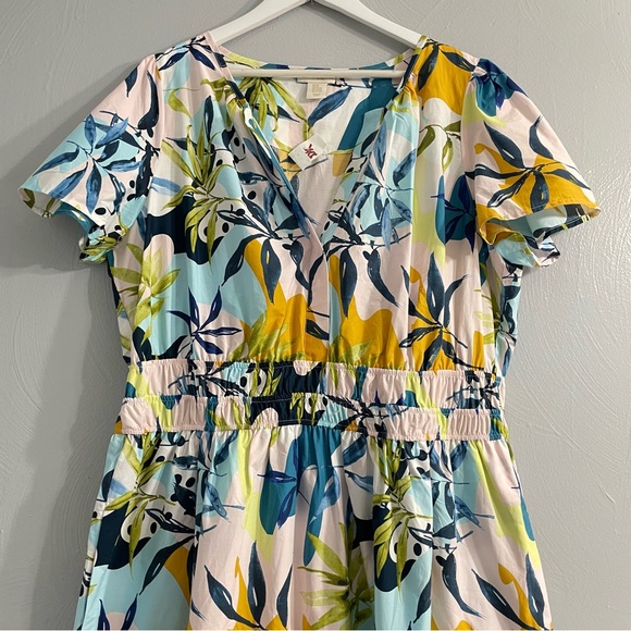 CYNTHIA ROWLEY Cotton Tiered Maxi Dress Floral popover Size 2X NWT resortwear - Picture 3 of 11